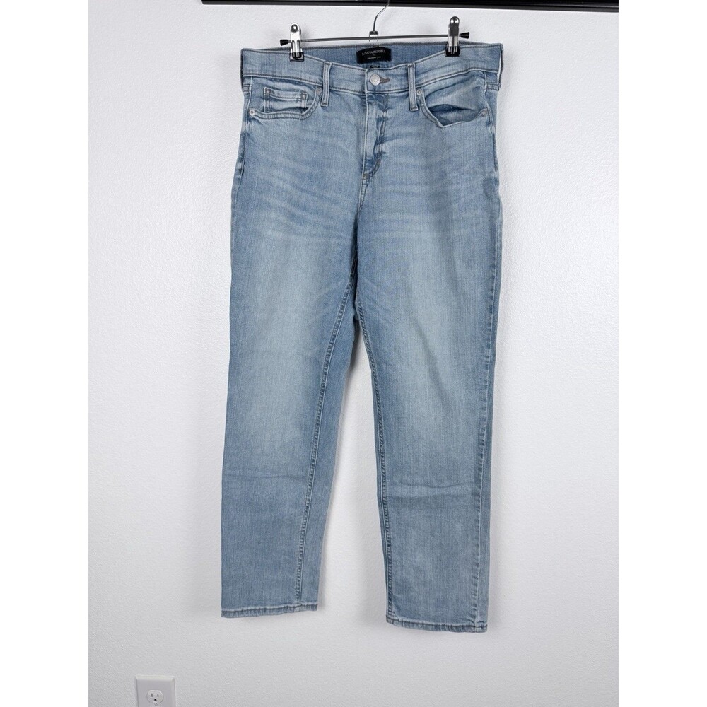 Banana Republic Girlfriend Jeans Mid Rise Straight Leg Womens 30/10 Light Wash